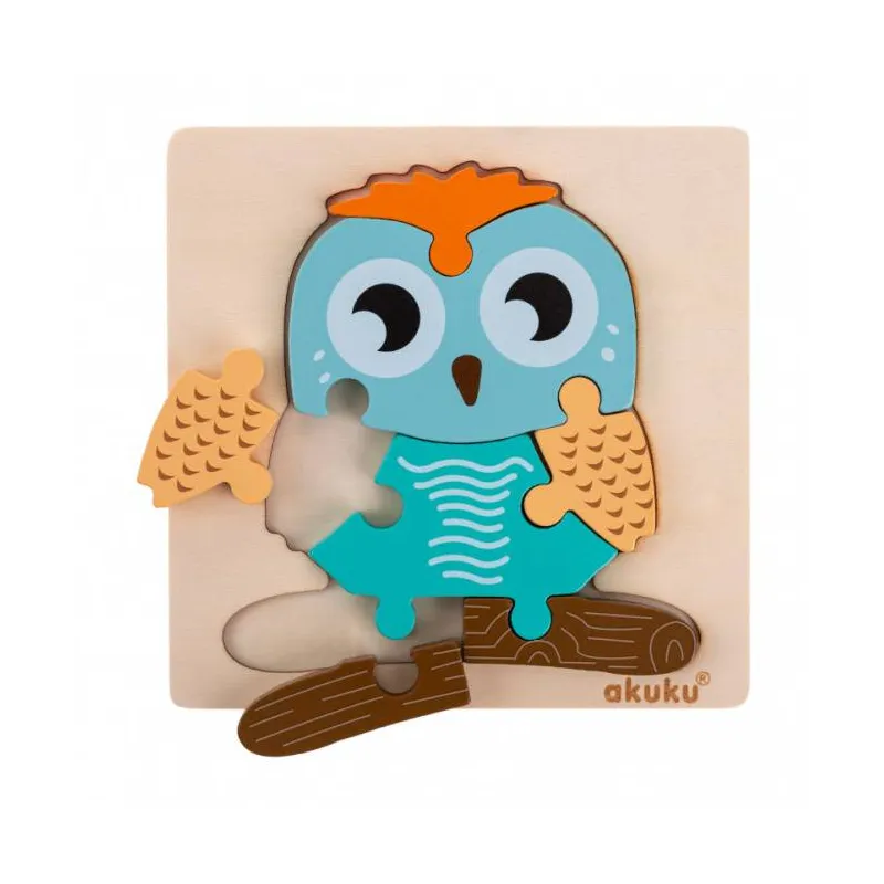 Akuku kūdikių medinė, edukacinė dėlionė OWL, A0601 Akuku kūdikių medinė, edukacinė dėlionė OWL, A0601