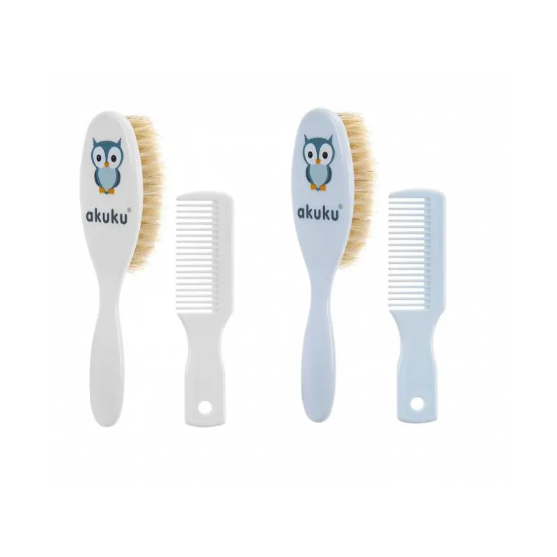 Akuku naturalių šerių plaukų šepetys ir šukos, A0457 BLUE Akuku naturalių šerių plaukų šepetys ir šukos, A0457 BLUE