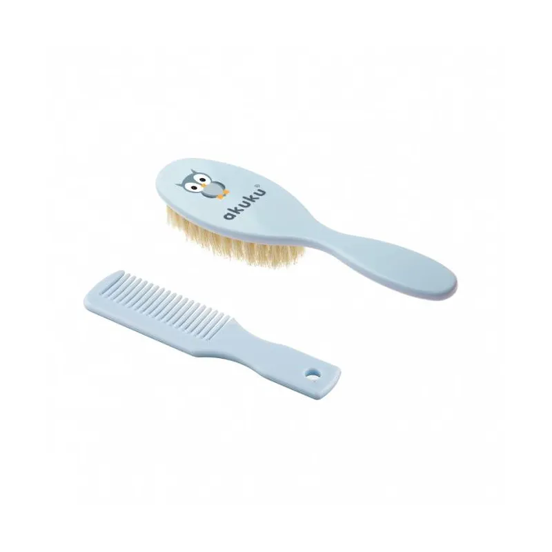 Akuku naturalių šerių plaukų šepetys ir šukos, A0457 BLUE Akuku naturalių šerių plaukų šepetys ir šukos, A0457 BLUE