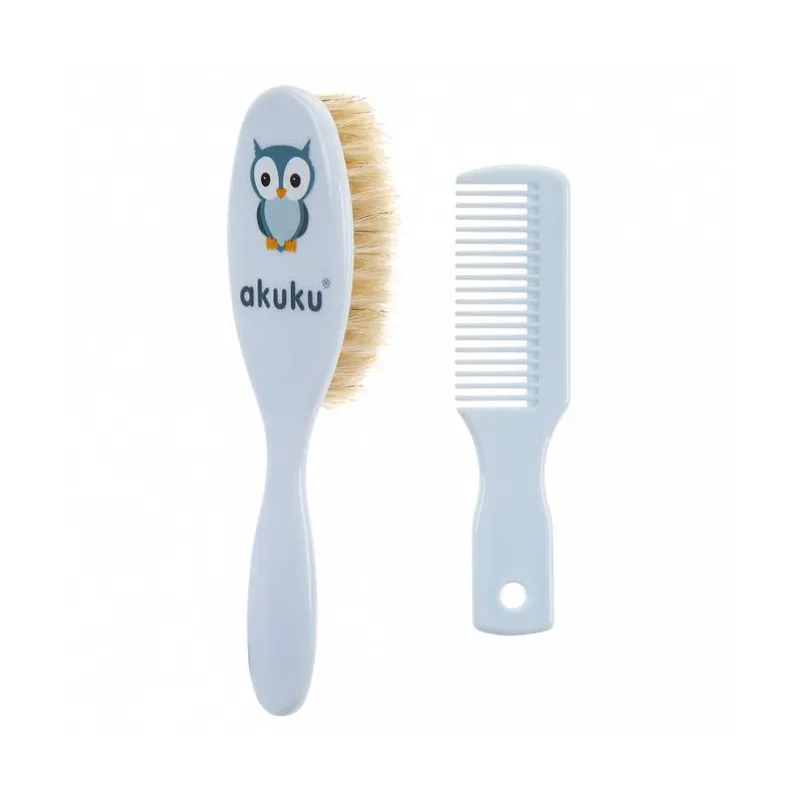 Akuku naturalių šerių plaukų šepetys ir šukos, A0457-BLUE Akuku naturalių šerių plaukų šepetys ir šukos, A0457-BLUE