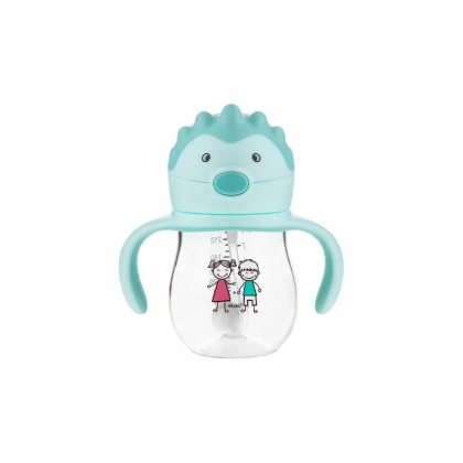 Akuku neišsiliejantis mokomasis puodelis 250 ml su svareliu ir dviem rankenėlėmis, A0033