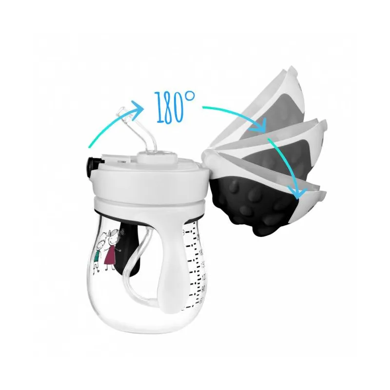 Akuku neišsiliejantis mokomasis puodelis 250 ml su svareliu ir dviem rankenėlėmis, A0034 Akuku neišsiliejantis mokomasis puodelis 250 ml su svareliu ir dviem rankenėlėmis, A0034