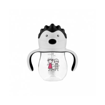 Akuku neišsiliejantis mokomasis puodelis 250 ml su svareliu ir dviem rankenėlėmis, A0034