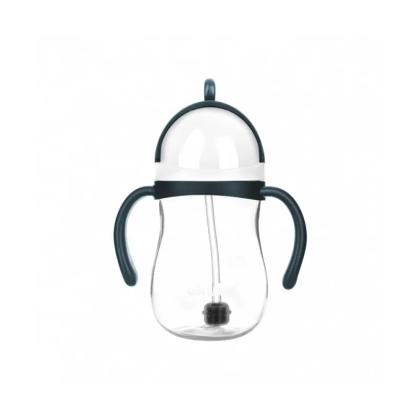 Akuku neišsiliejantis mokomasis puodelis 280 ml su dviem rankenėlėmis ir svareliu, blue/red, A0166