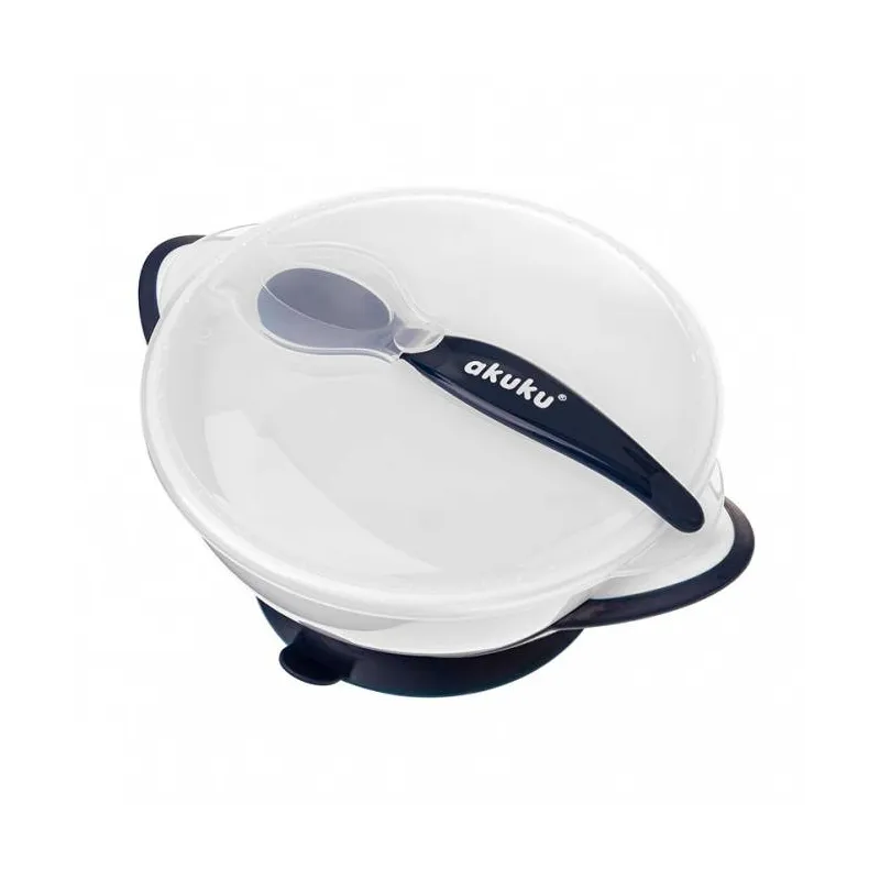 Akuku prilimpantis dubenėlis su dangteliu ir šaukšteliu, A0503 Akuku prilimpantis dubenėlis su dangteliu ir šaukšteliu, A0503