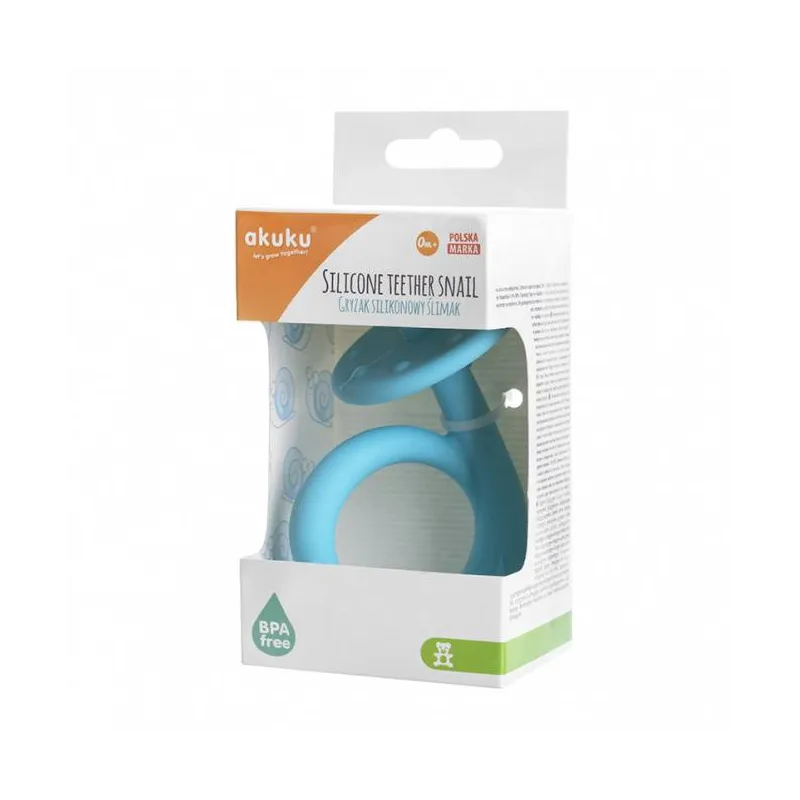 Akuku silikoninis kramtukas SNAIL, guminis masažuoklis, A0114 BLUE Akuku silikoninis kramtukas SNAIL, guminis masažuoklis, A0114 BLUE