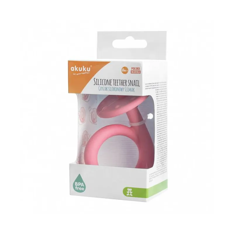 Akuku silikoninis kramtukas SNAIL, guminis masažuoklis, A0115 PINK Akuku silikoninis kramtukas SNAIL, guminis masažuoklis, A0115 PINK