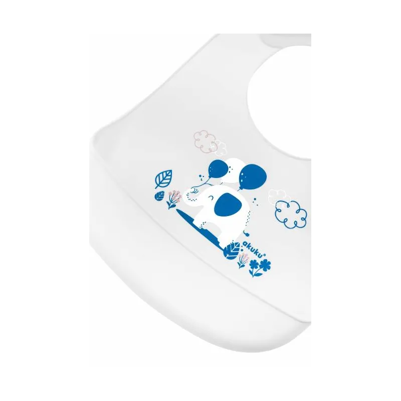 Akuku silikoninis seilinukas su kišenėle, Elephant, A0506 Akuku silikoninis seilinukas su kišenėle, Elephant, A0506