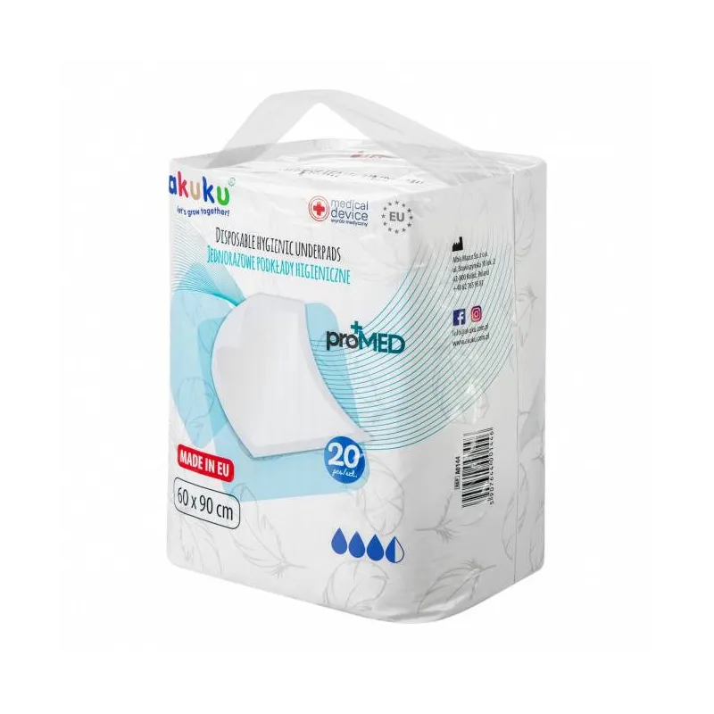 Akuku vienkartiniai higieniniai paklotai proMED, 60x90cm, 20 vnt. A0144 Akuku vienkartiniai higieniniai paklotai proMED, 60x90cm, 20 vnt. A0144