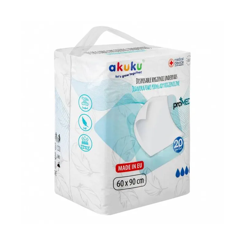 Akuku vienkartiniai higieniniai paklotai proMED, 60x90cm, 20 vnt. A0144 Akuku vienkartiniai higieniniai paklotai proMED, 60x90cm, 20 vnt. A0144