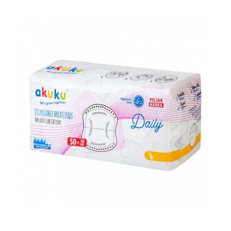 Akuku vienkartiniai įklotai į liemenėlę Daily, 60 vnt. A0160 Akuku vienkartiniai įklotai į liemenėlę Daily, 60 vnt. A0160