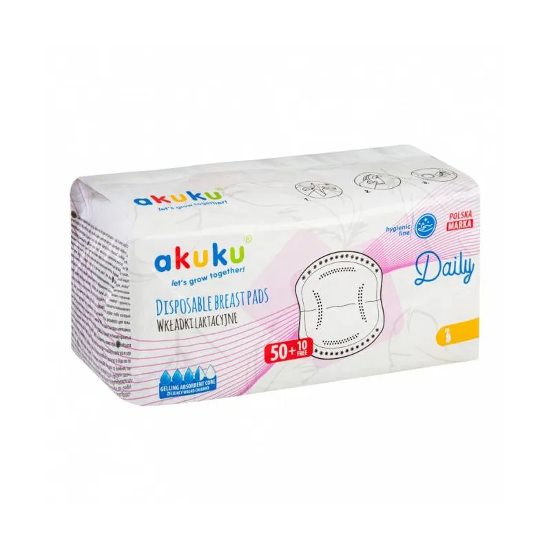 Akuku vienkartiniai įklotai į liemenėlę Daily, 60 vnt. A0160 Akuku vienkartiniai įklotai į liemenėlę Daily, 60 vnt. A0160