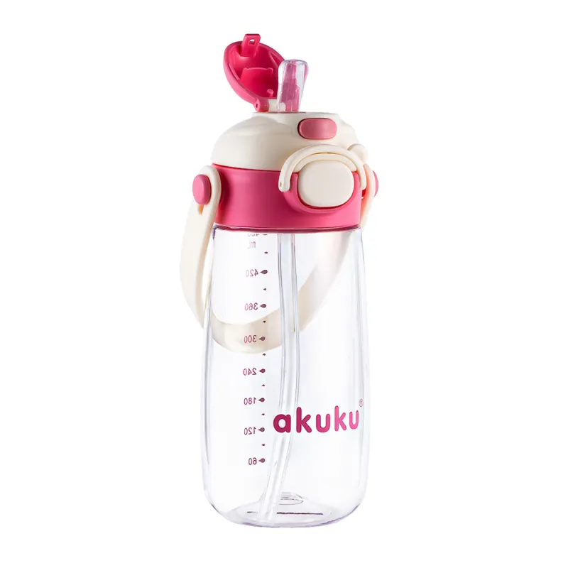 Akuku vaikiška gertuvė su šiaudeliu 480 ml. Pink, A0725 Akuku vaikiška gertuvė su šiaudeliu 480 ml. Pink, A0725