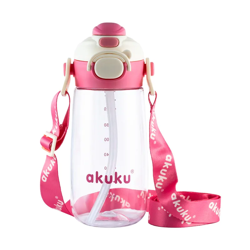 Akuku vaikiška gertuvė su šiaudeliu 480 ml. Pink, A0725 Akuku vaikiška gertuvė su šiaudeliu 480 ml. Pink, A0725