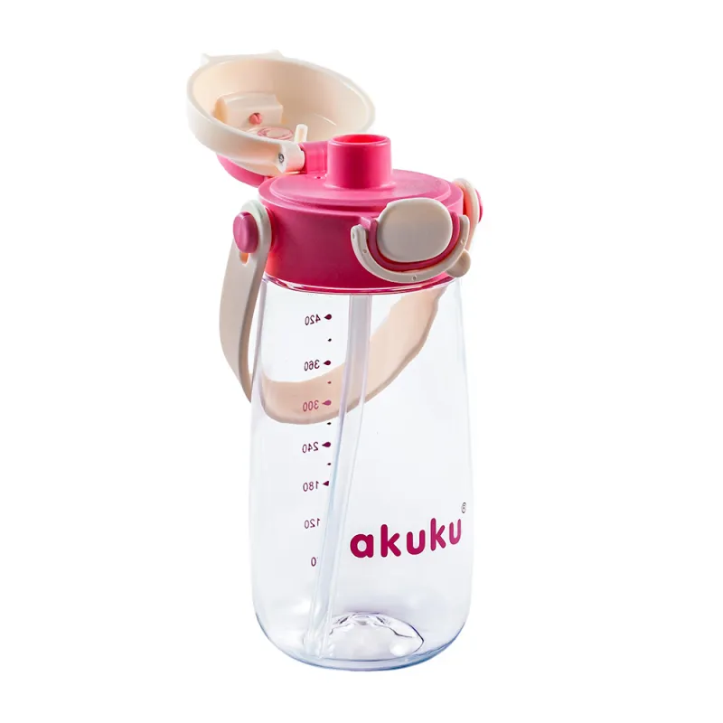 Akuku vaikiška gertuvė su šiaudeliu 480 ml. Pink, A0725 Akuku vaikiška gertuvė su šiaudeliu 480 ml. Pink, A0725